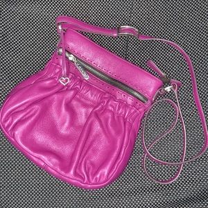 Brighton Leather Crossbody Bag Silver Hardware Magnetic & Zip Pocket Zip Top